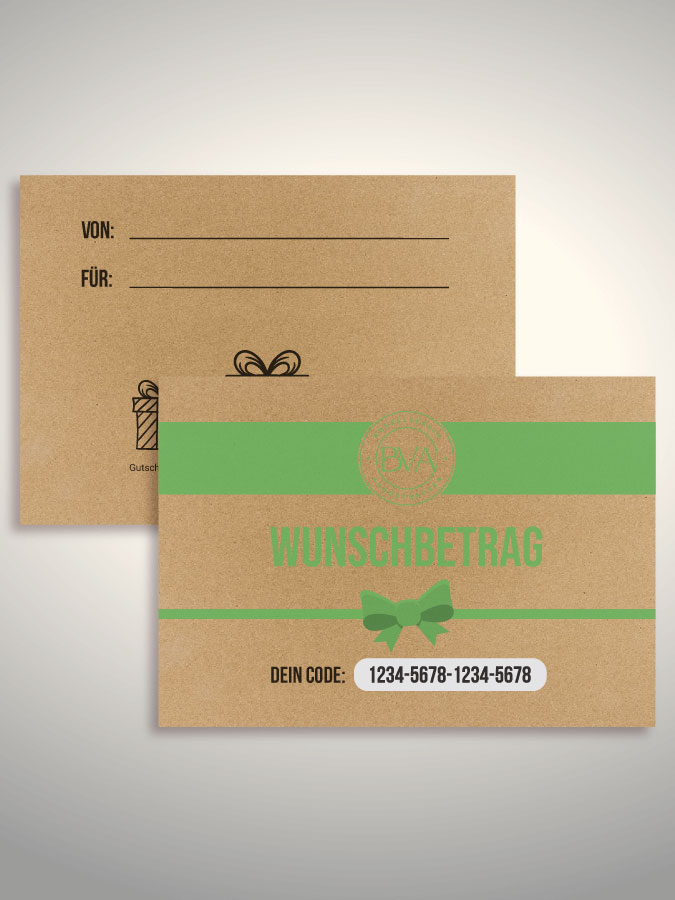 Geschenkgutschein per Versand (Kraftpapier)