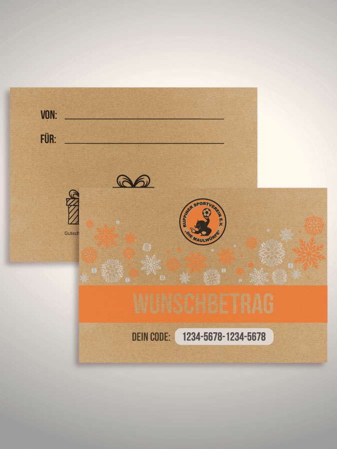 Weihnachtsgutschein per Versand (Kraftpapier)
