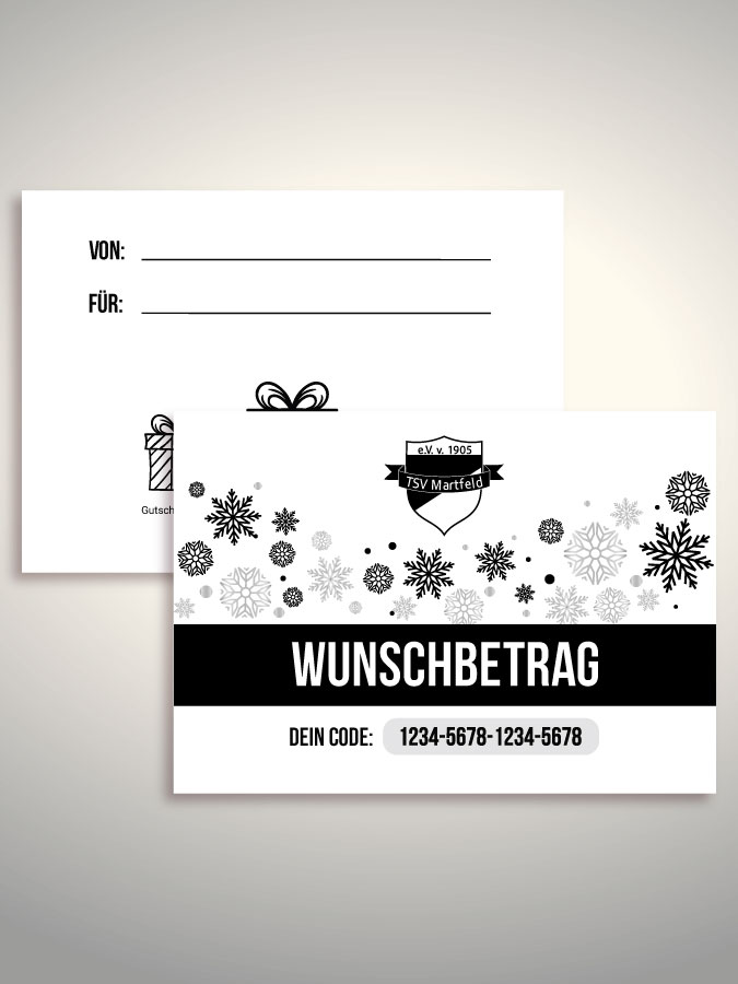 Weihnachtsgutschein per Versand (Weiß)