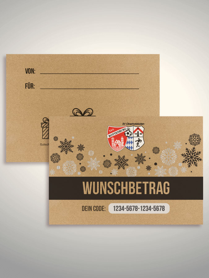 Weihnachtsgutschein per Versand (Kraftpapier)
