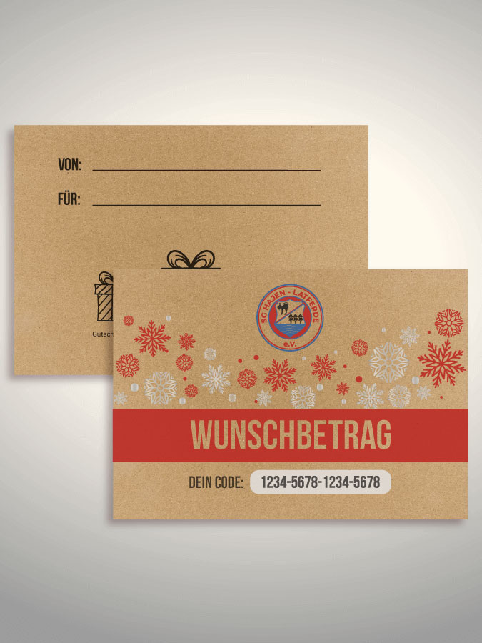 Weihnachtsgutschein per Versand (Kraftpapier)