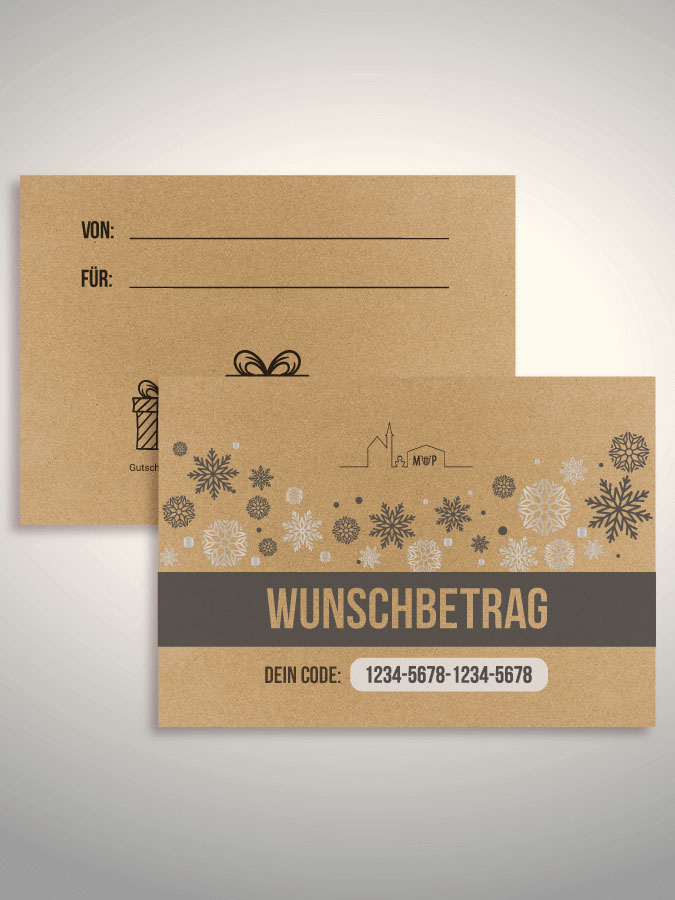 Weihnachtsgutschein per Versand (Kraftpapier)