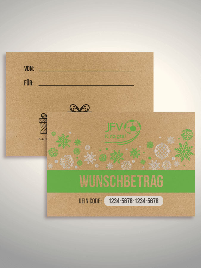 Weihnachtsgutschein per Versand (Kraftpapier)