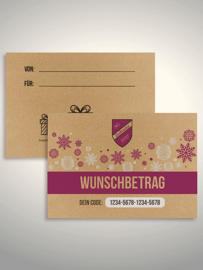 Weihnachtsgutschein per Versand (Kraftpapier)