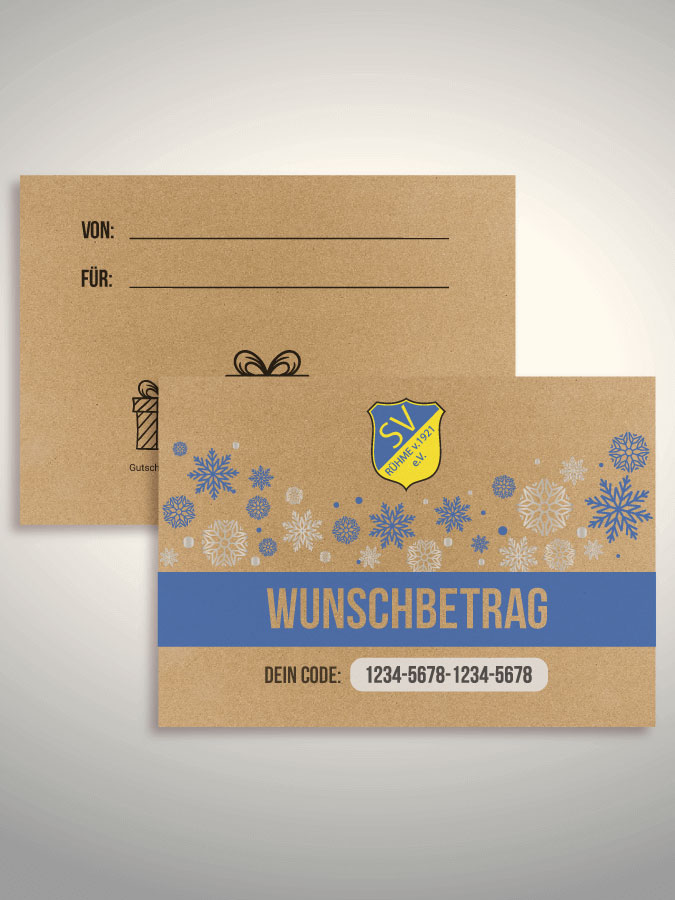 Weihnachtsgutschein per Versand (Kraftpapier)