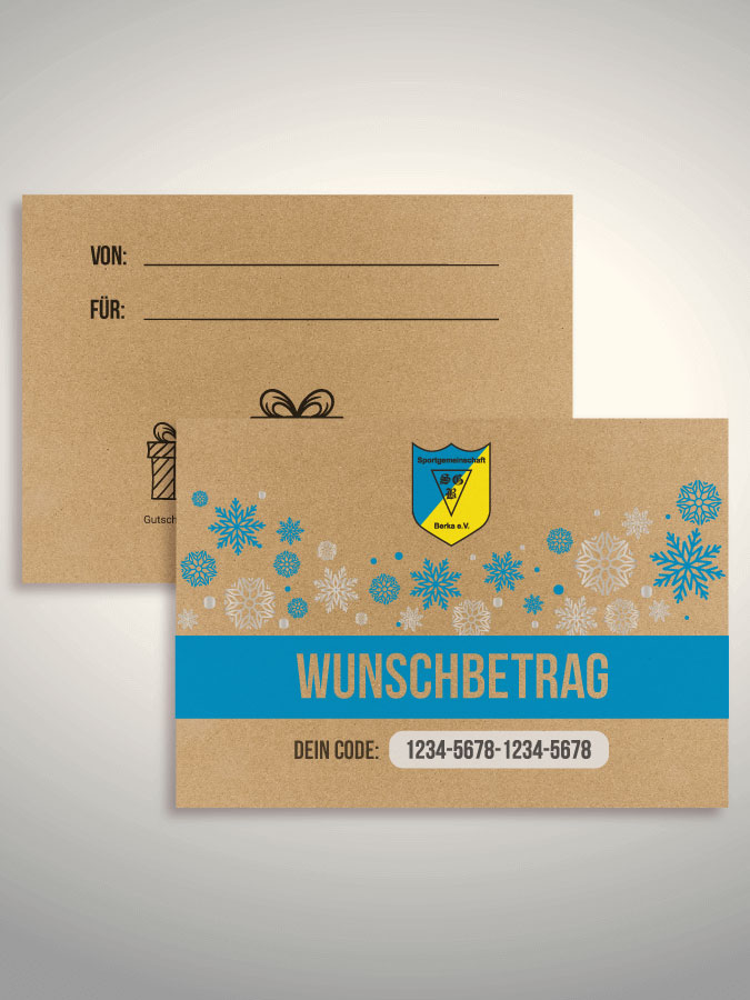 Weihnachtsgutschein per Versand (Kraftpapier)