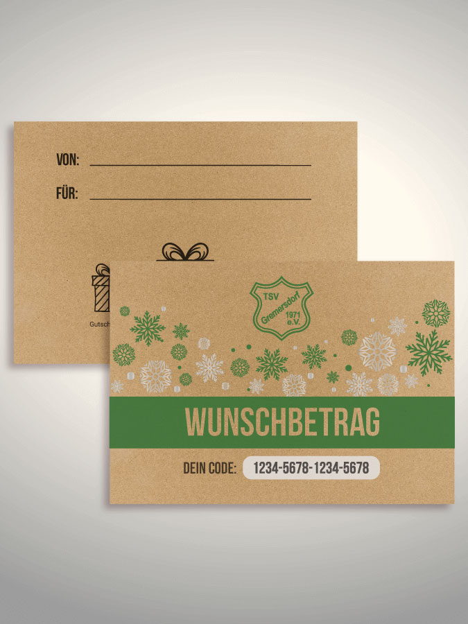 Weihnachtsgutschein per Versand (Kraftpapier)