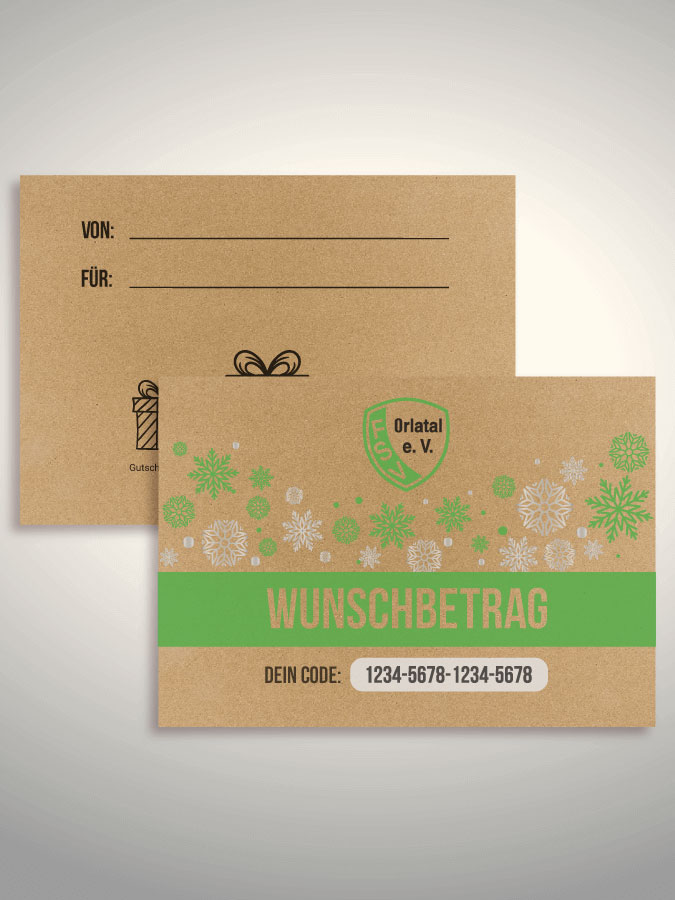 Weihnachtsgutschein per Versand (Kraftpapier)