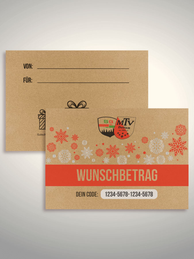Weihnachtsgutschein per Versand (Kraftpapier)