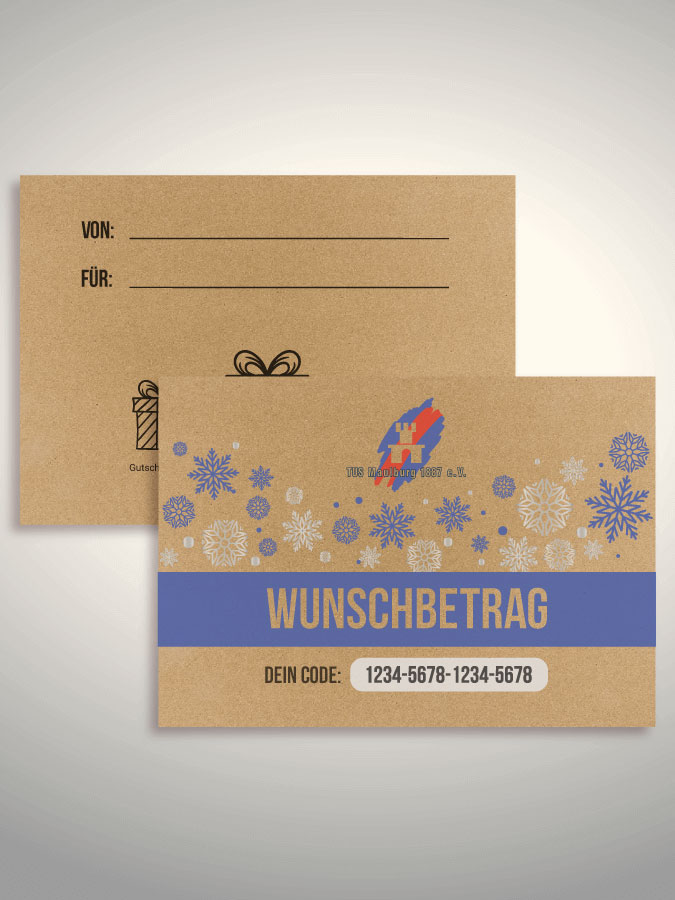 Weihnachtsgutschein per Versand (Kraftpapier)