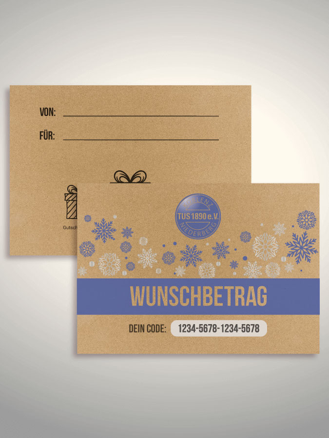 Weihnachtsgutschein per Versand (Kraftpapier)