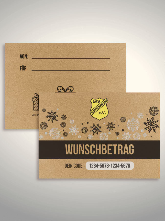 Weihnachtsgutschein per Versand (Kraftpapier)