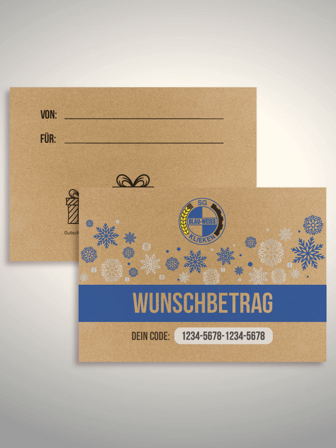 Weihnachtsgutschein per Versand (Kraftpapier)