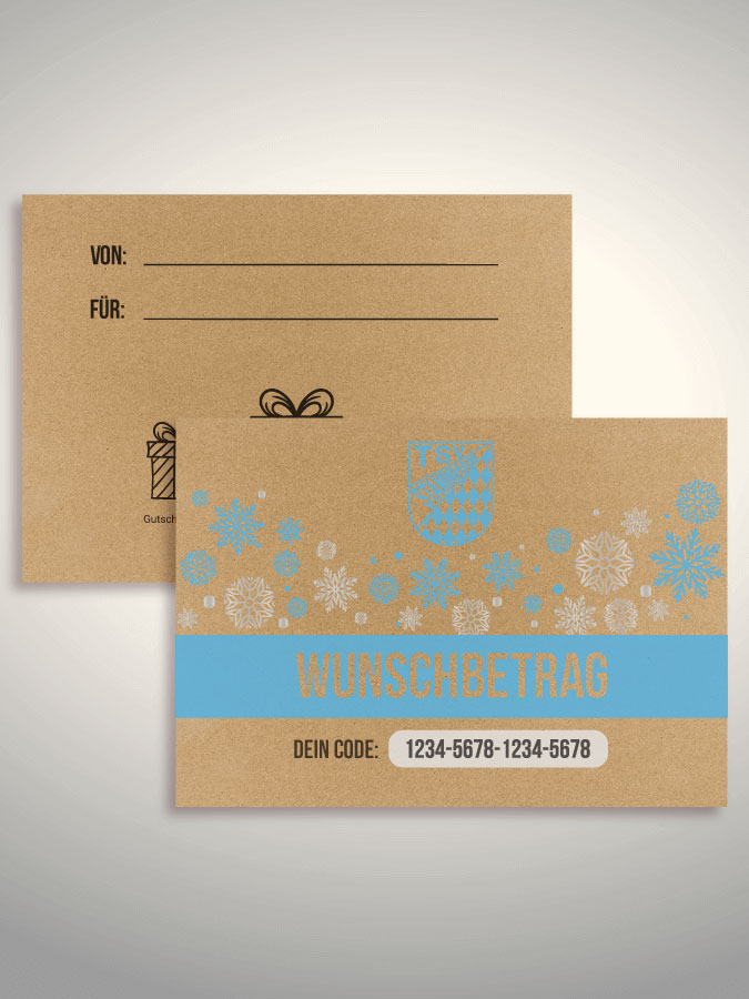Weihnachtsgutschein per Versand (Kraftpapier)