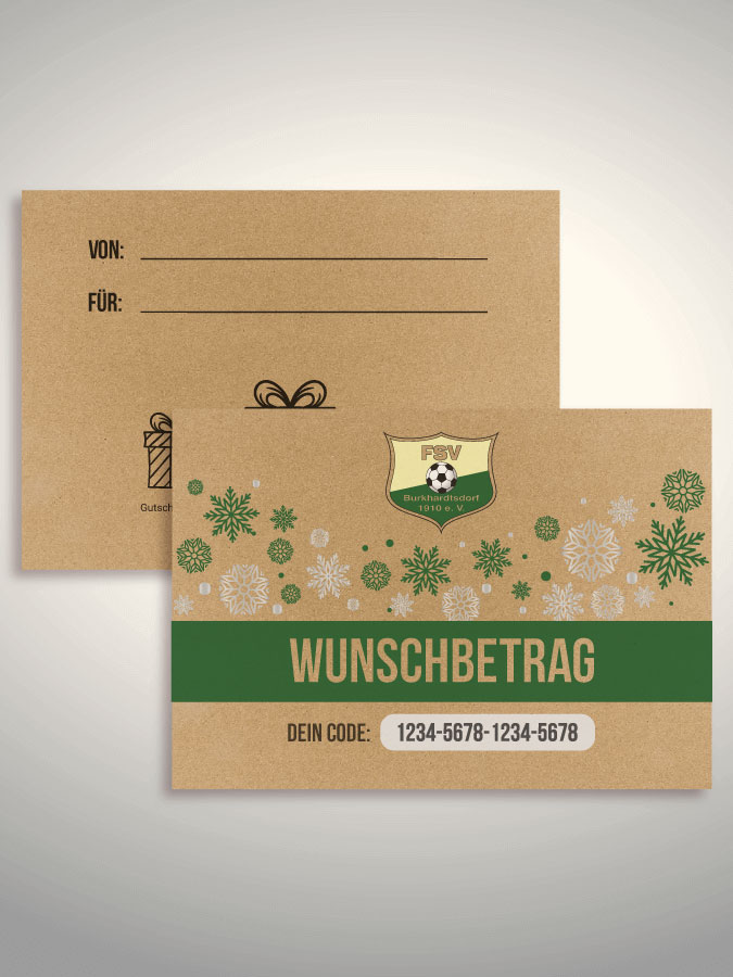 Weihnachtsgutschein per Versand (Kraftpapier)
