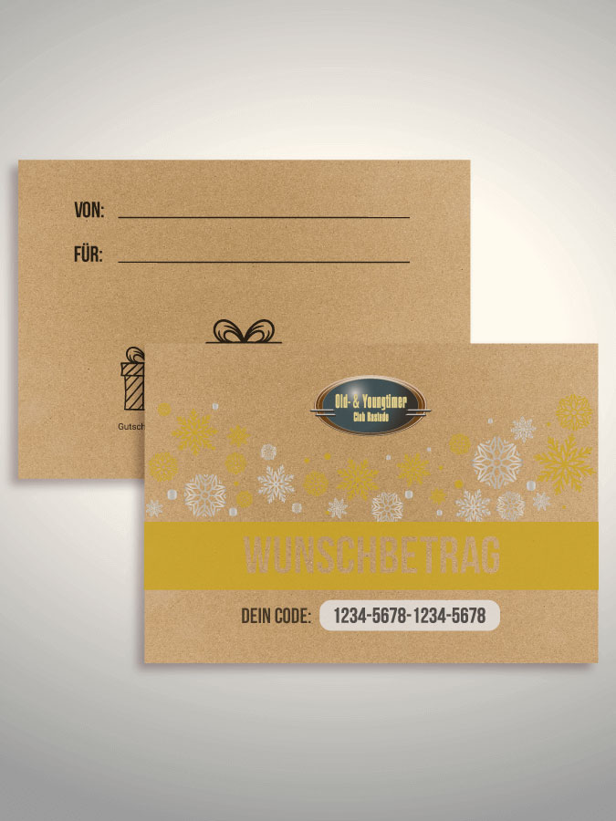 Weihnachtsgutschein per Versand (Kraftpapier)