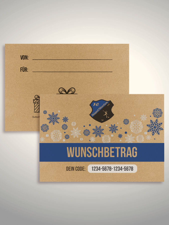 Weihnachtsgutschein per Versand (Kraftpapier)