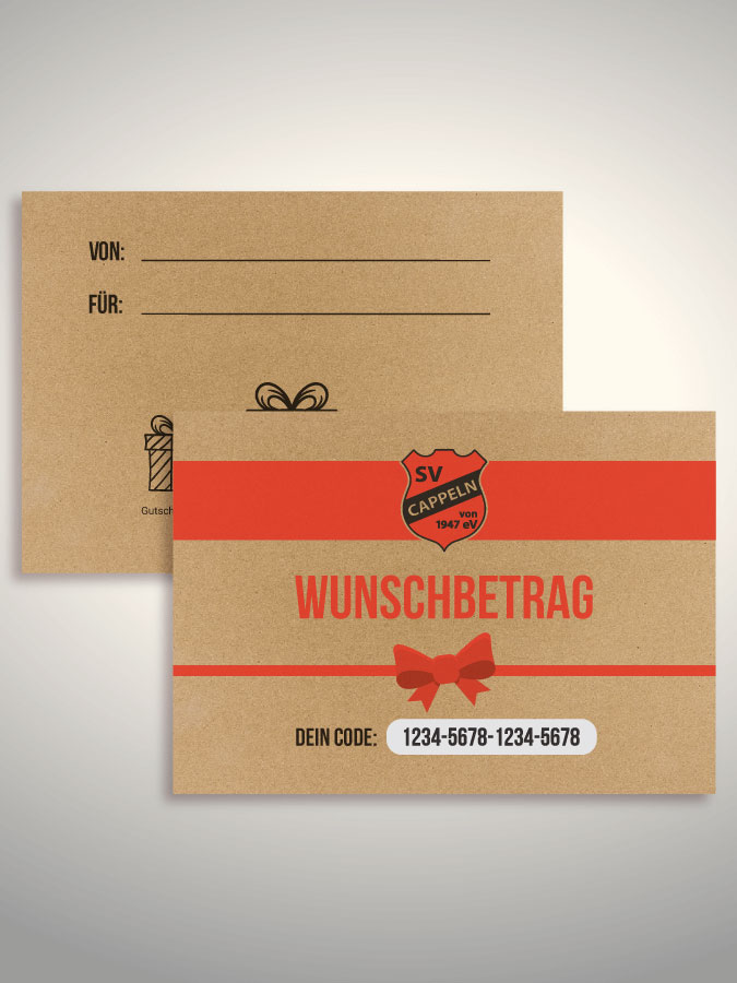 Geschenkgutschein per Versand (Kraftpapier)