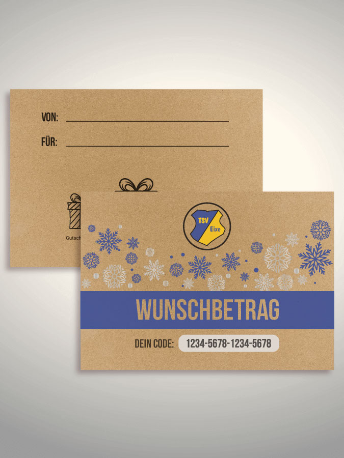 Weihnachtsgutschein per Versand (Kraftpapier)