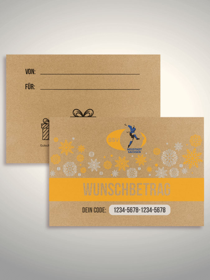 Weihnachtsgutschein per Versand (Kraftpapier)