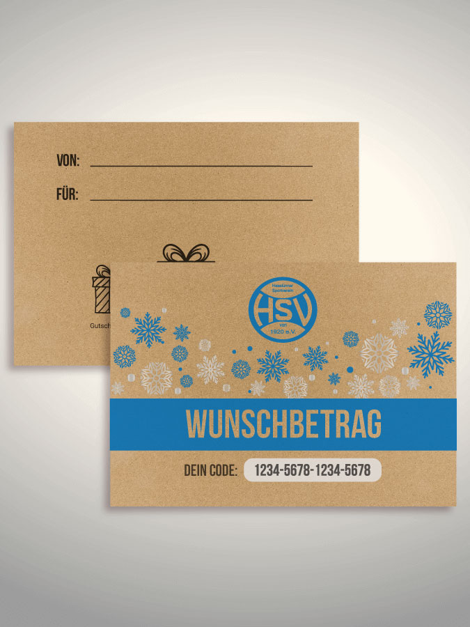 Weihnachtsgutschein per Versand (Kraftpapier)