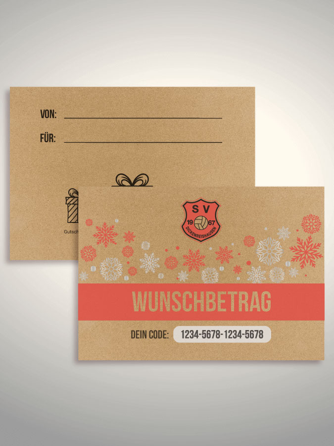 Weihnachtsgutschein per Versand (Kraftpapier)