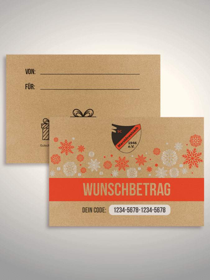 Weihnachtsgutschein per Versand (Kraftpapier)