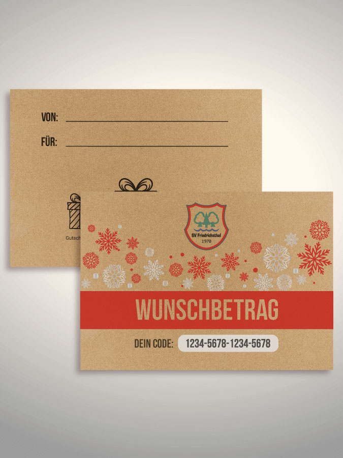 Weihnachtsgutschein per Versand (Kraftpapier)