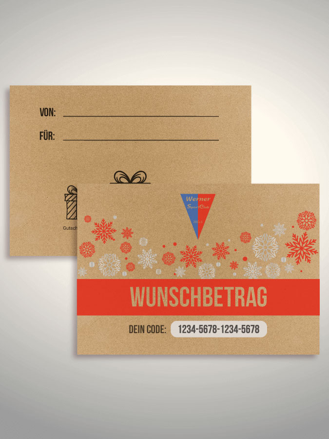 Weihnachtsgutschein per Versand (Kraftpapier)