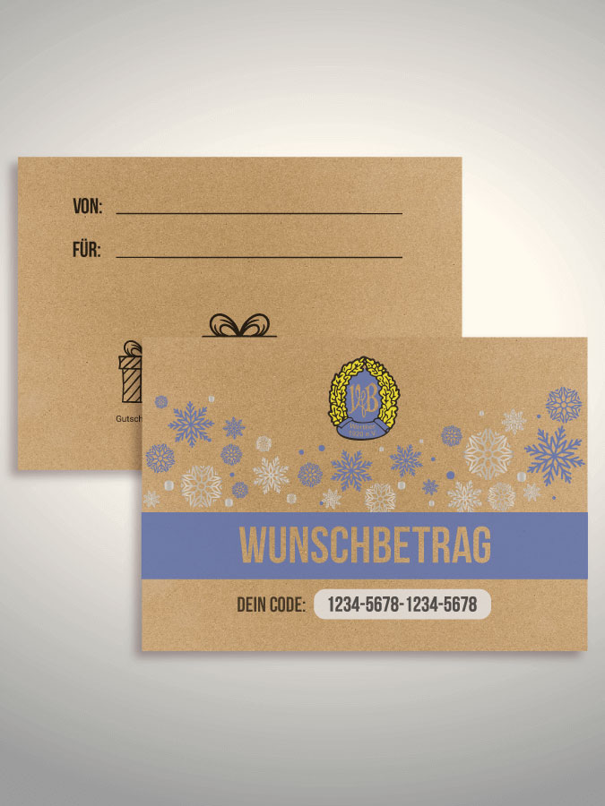 Weihnachtsgutschein per Versand (Kraftpapier)