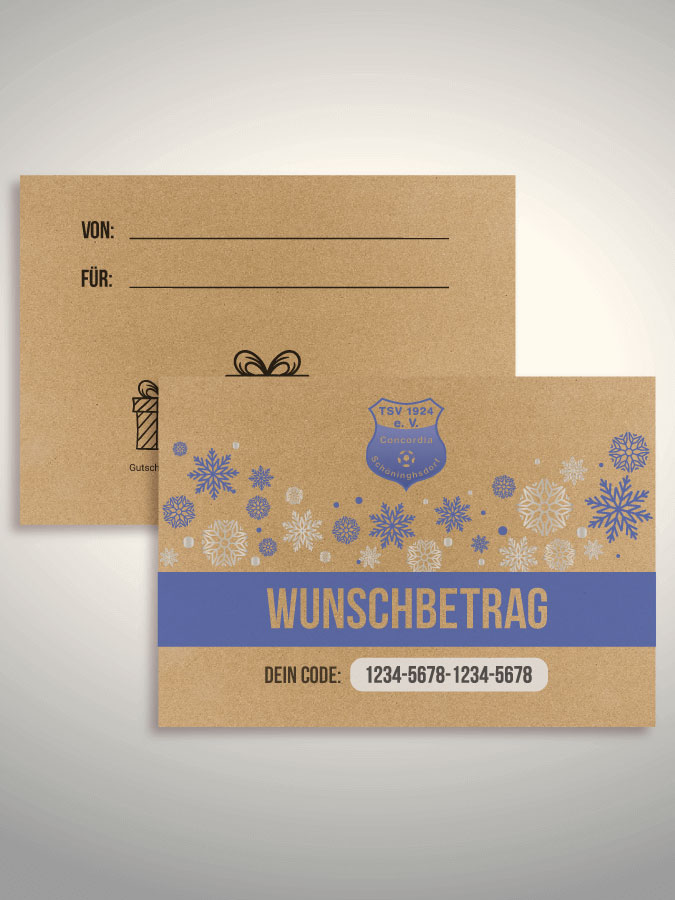 Weihnachtsgutschein per Versand (Kraftpapier)