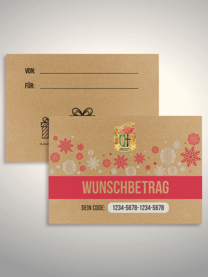 Weihnachtsgutschein per Versand (Kraftpapier)