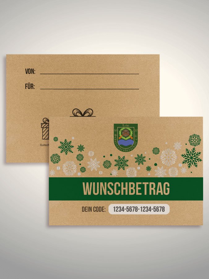 Weihnachtsgutschein per Versand (Kraftpapier)