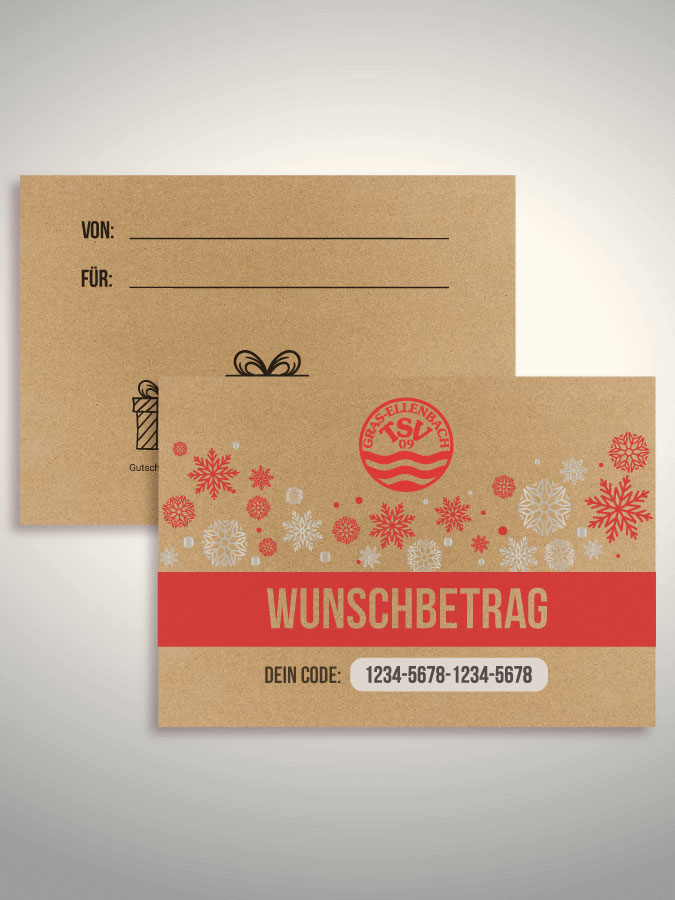 Weihnachtsgutschein per Versand (Kraftpapier)