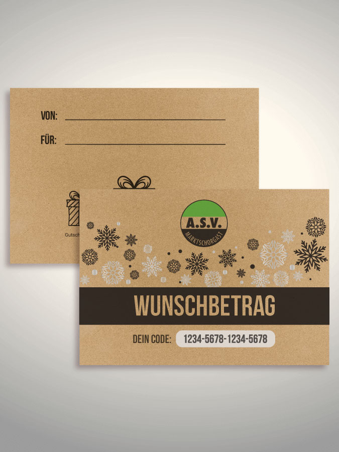 Weihnachtsgutschein per Versand (Kraftpapier)