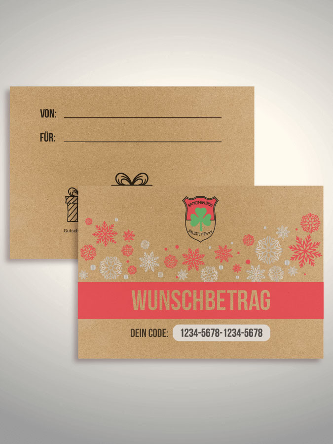 Weihnachtsgutschein per Versand (Kraftpapier)