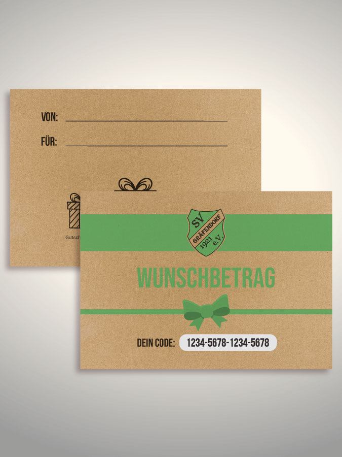 Geschenkgutschein per Versand (Kraftpapier)
