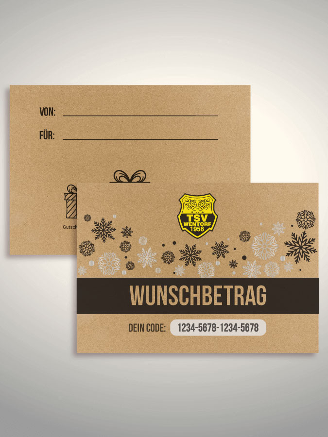 Weihnachtsgutschein per Versand (Kraftpapier)