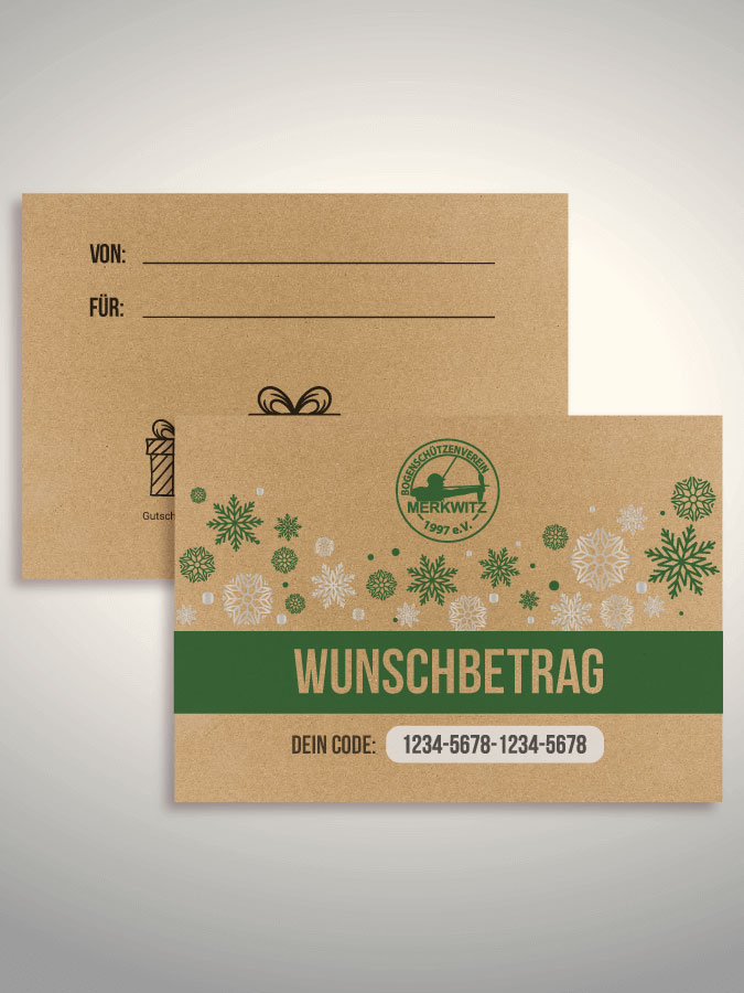 Weihnachtsgutschein per Versand (Kraftpapier)