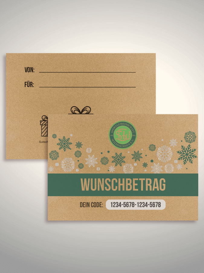 Weihnachtsgutschein per Versand (Kraftpapier)