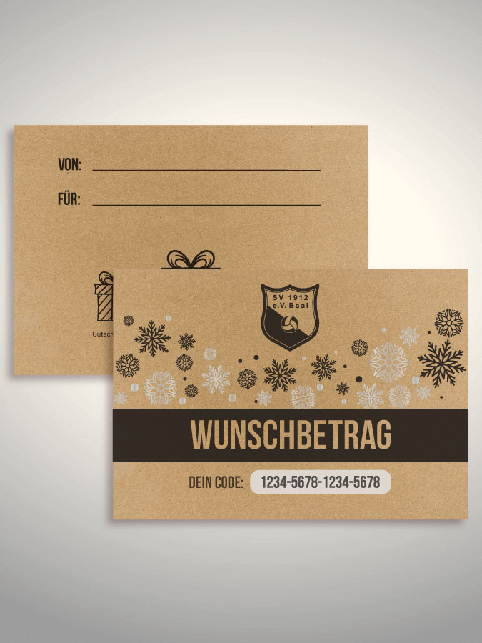 Weihnachtsgutschein per Versand (Kraftpapier)