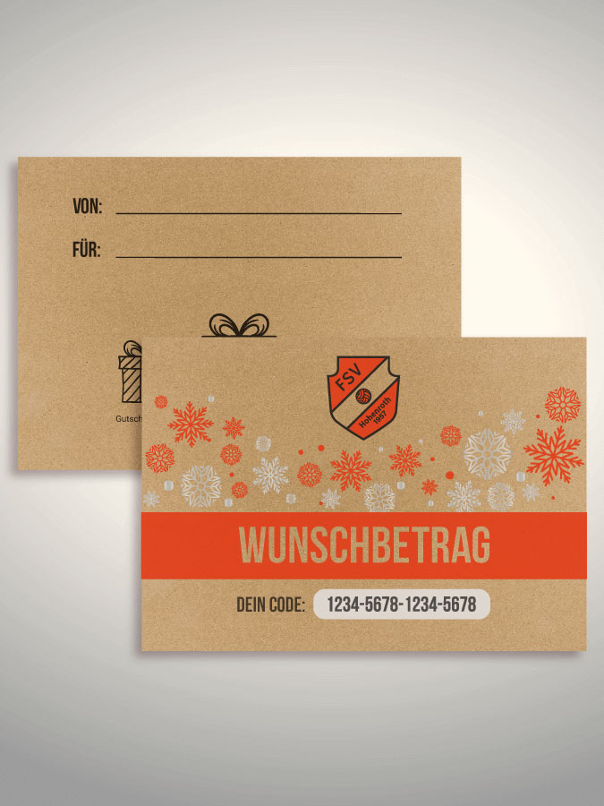 Weihnachtsgutschein per Versand (Kraftpapier)
