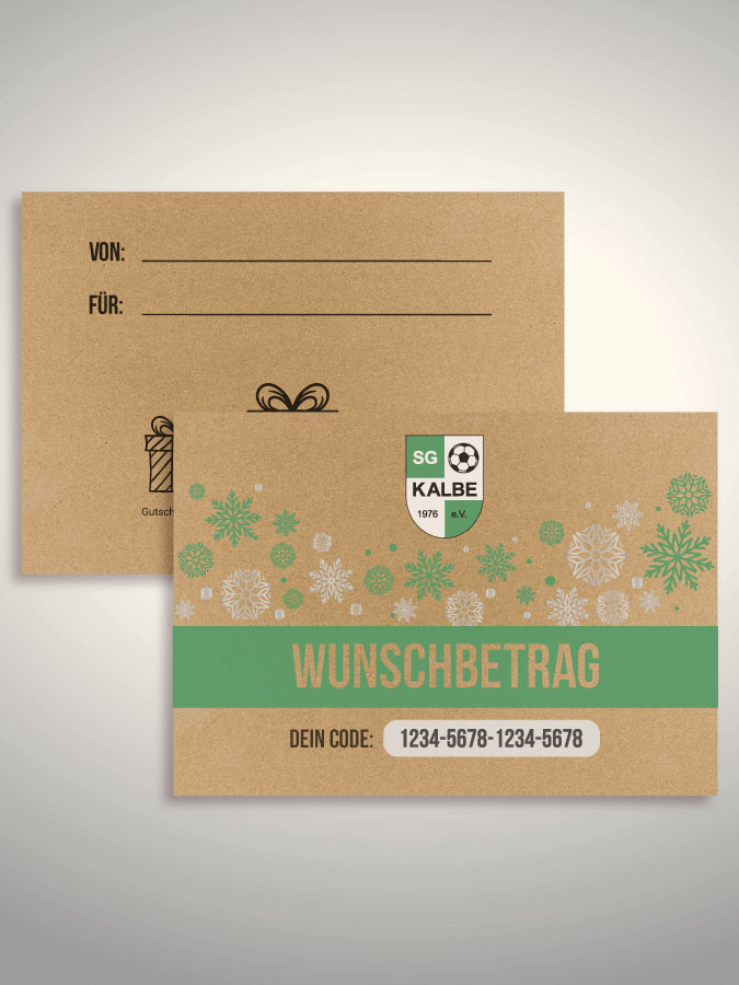 Weihnachtsgutschein per Versand (Kraftpapier)