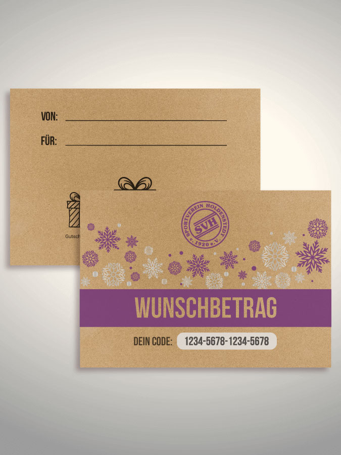 Weihnachtsgutschein per Versand (Kraftpapier)