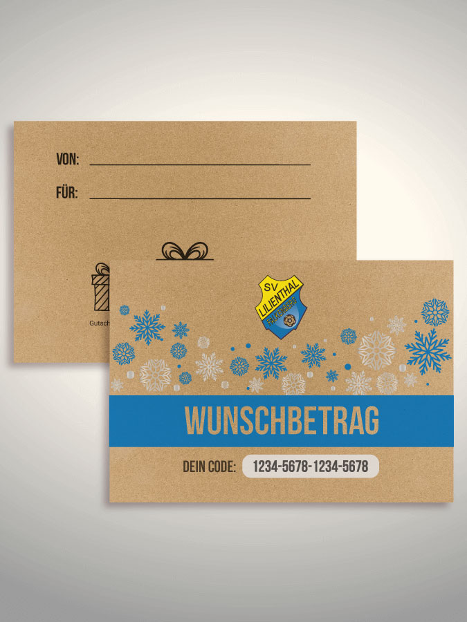 Weihnachtsgutschein per Versand (Kraftpapier)