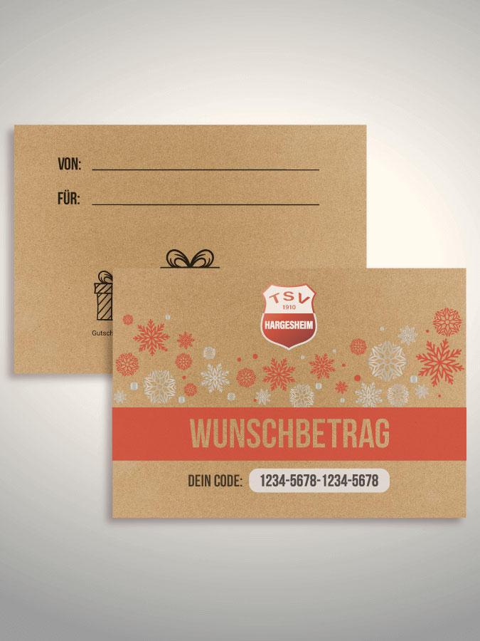 Weihnachtsgutschein per Versand (Kraftpapier)