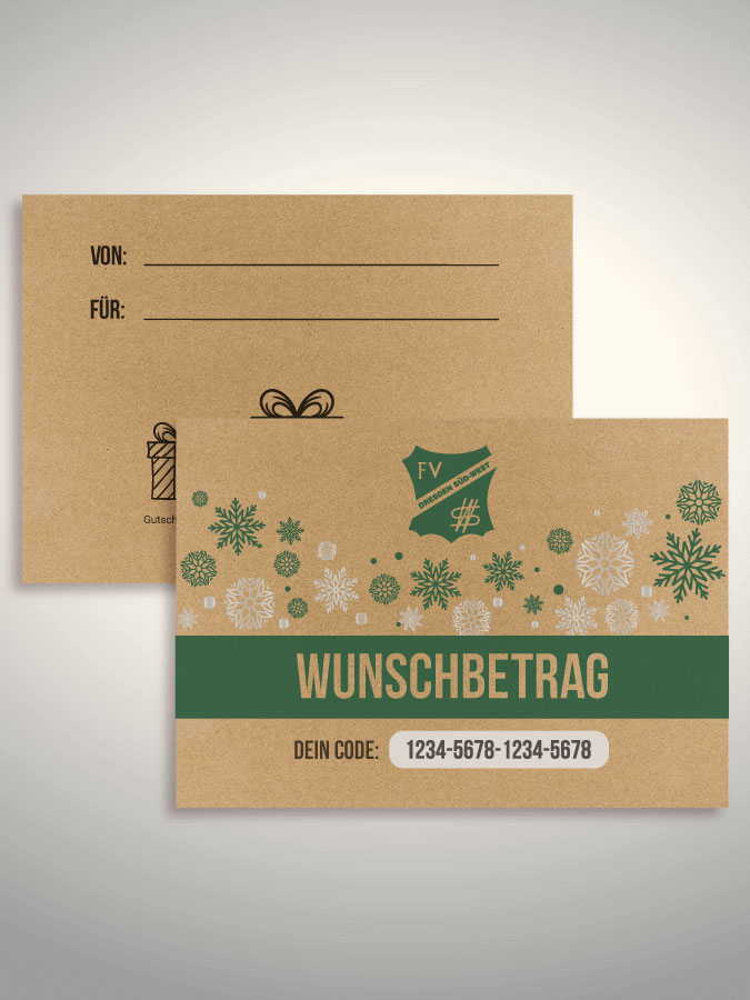 Weihnachtsgutschein per Versand (Kraftpapier)