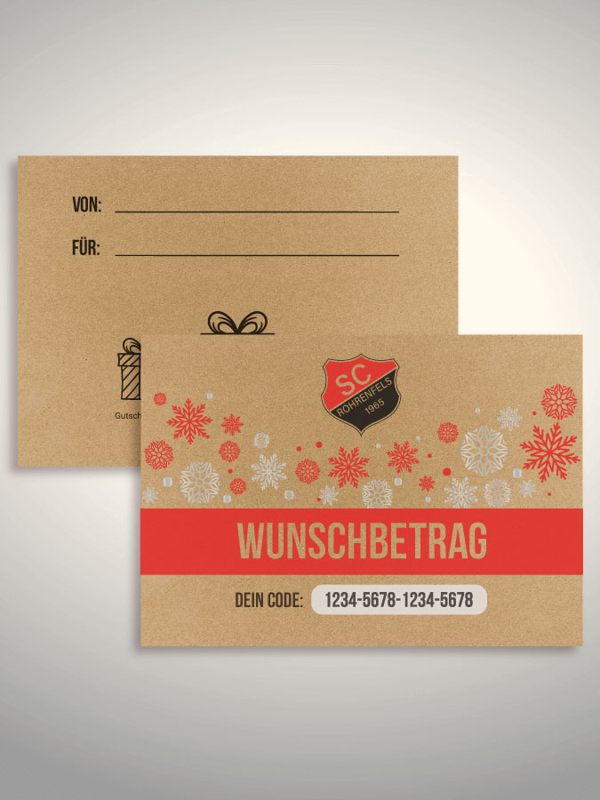 Weihnachtsgutschein per Versand (Kraftpapier)