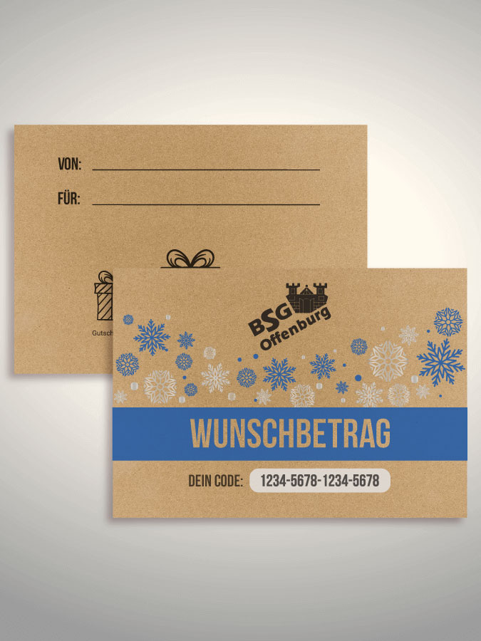 Weihnachtsgutschein per Versand (Kraftpapier)