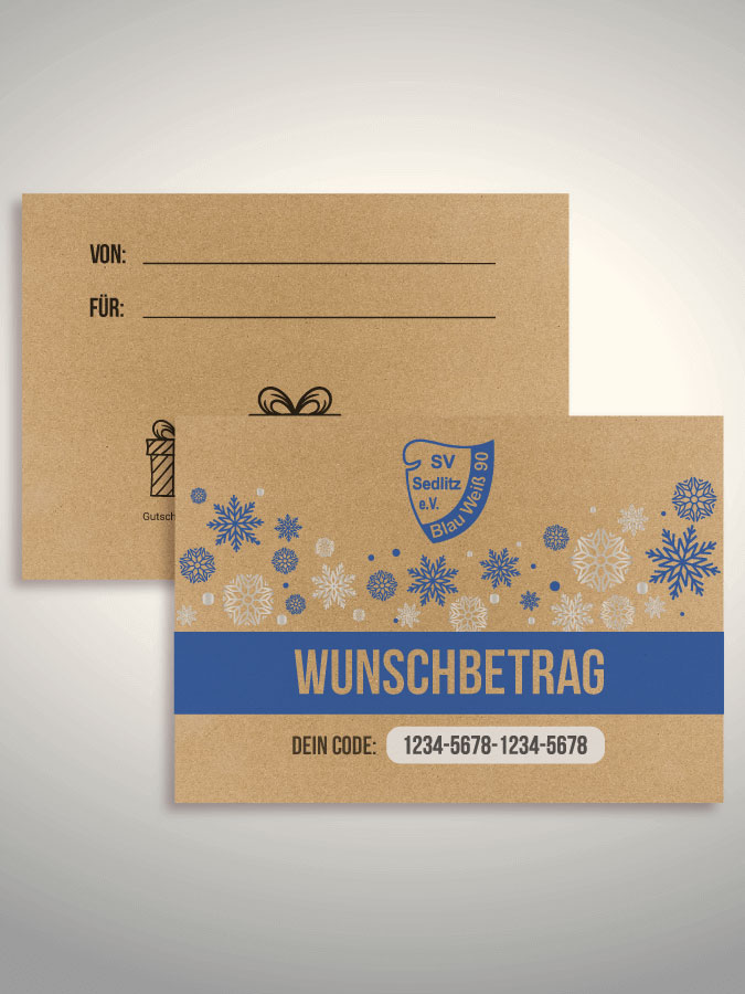 Weihnachtsgutschein per Versand (Kraftpapier)